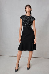 Appliqué Floral Dress - Black/Black - Kevan Hall -