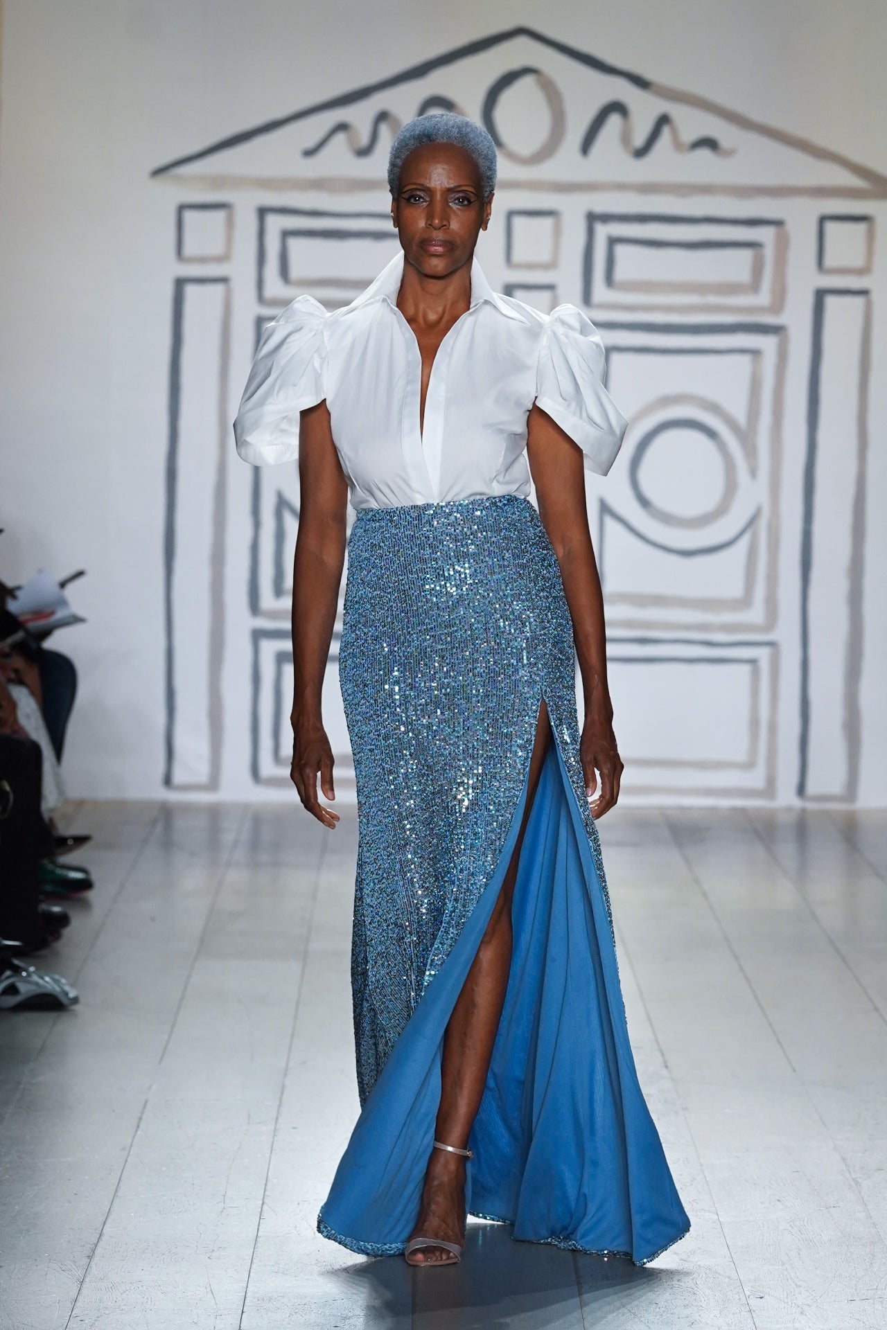 Azure Sequin Gown Skirt 8