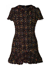 Black Metallic Tweed Drop Torso Dress - Kevan Hall - Dress -