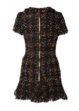 Black Metallic Tweed Drop Torso Dress - Kevan Hall - Dress -