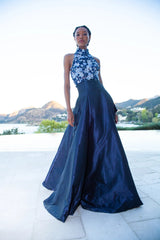 Floral Bodice Taffeta Ballgown - Kevan Hall Co. -