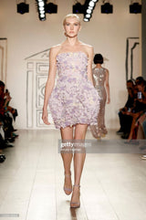 Lilac Floral Applique Bubble Bustier - Kevan Hall -