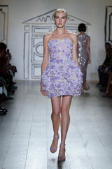 Lilac Floral Applique Bubble Bustier - Kevan Hall Co. -