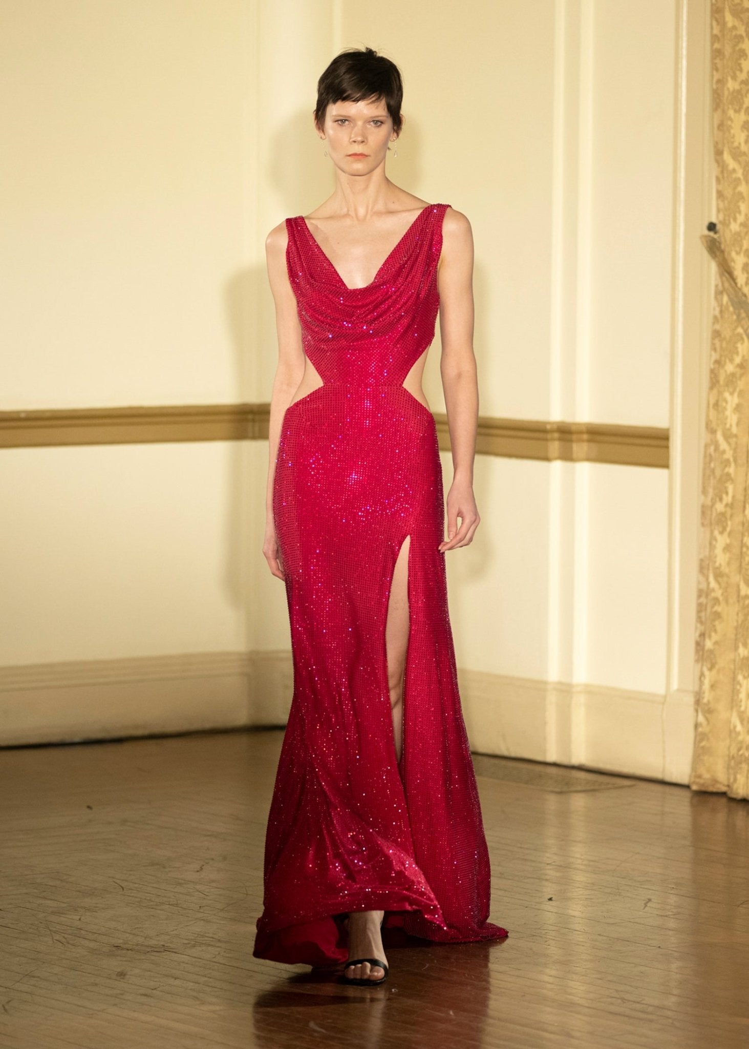 Look 38 Ruby Diamond Cut Out Diamante Gown Kevan Hall Co