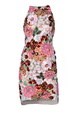 Multi Floral Bouquet Sequin Dress with Illusion Back - Kevan Hall - Dress -