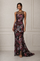 Multi Floral Bouquet Sequin Gown - Kevan Hall -