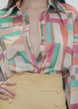 Look 6: Côte d’Azur Plaid Shirt With Textured Yellow Split Pant