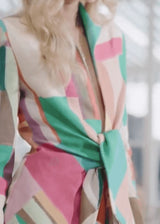 Côte d’Azur Grand Plaid Tie-Front Jacket