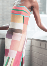 Côte d’Azur Grand Plaid Column Bustier With Slit