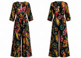 Rayon Paisley Jumpsuit with Self Belt - Kevan Hall-Jumpsuit-