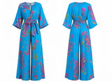Rayon Paisley Jumpsuit with Self Belt - Kevan Hall-Jumpsuit-