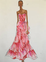 Ruby Printed Brushstroke Bustier Gown - Kevan Hall Co. -