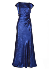 Sapphire Cowl - Back Liquid Lamé Gown - Kevan Hall - Dress -