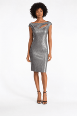 Silver Sequin Party Dress - Kevan Hall -
