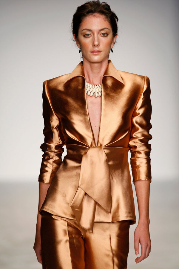 2 Piece | Bronze Tie - Front Power Suit - Kevan Hall Co. - 