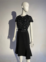 Appliqué Floral Dress - Black