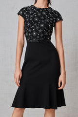 Appliqué Floral Dress - Black/Black - Kevan Hall - 