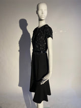 Appliqué Floral Dress - Black/Black - Kevan Hall - 