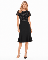 Appliqué Floral Dress - Black/Black - Kevan Hall - 