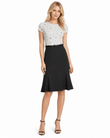 Appliqué Floral Dress - White/Black - Kevan Hall - 
