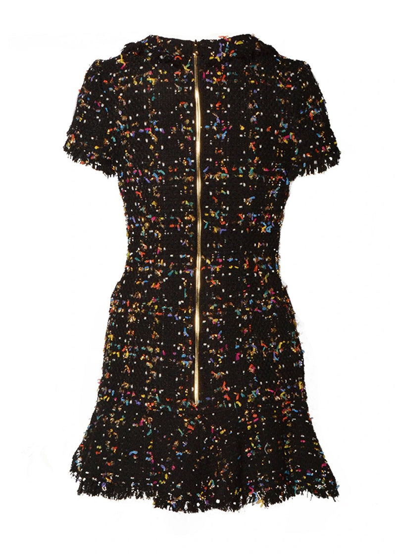 Black Metallic Tweed Drop Torso Dress – Kevan Hall Black Metallic Tweed Drop Torso Dress – Kevan Hall