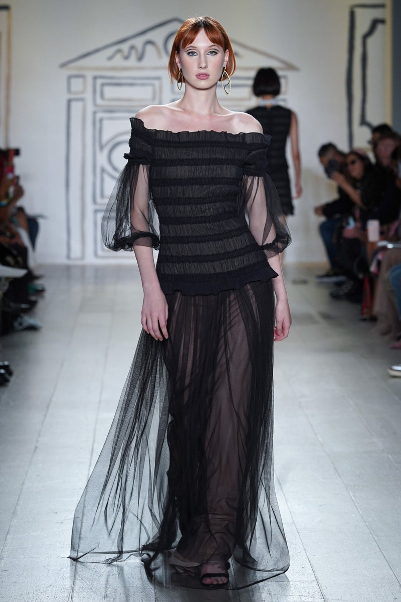 Black Ruched Cocoon Gown - Kevan Hall Co. - 