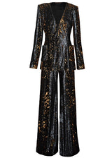 Blackened Sequin Cardigan Blazer and Wide Leg Pant - Kevan Hall Co. - 