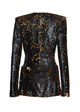 Blackened Sequin Cardigan Blazer and Wide Leg Pant - Kevan Hall Co. - 