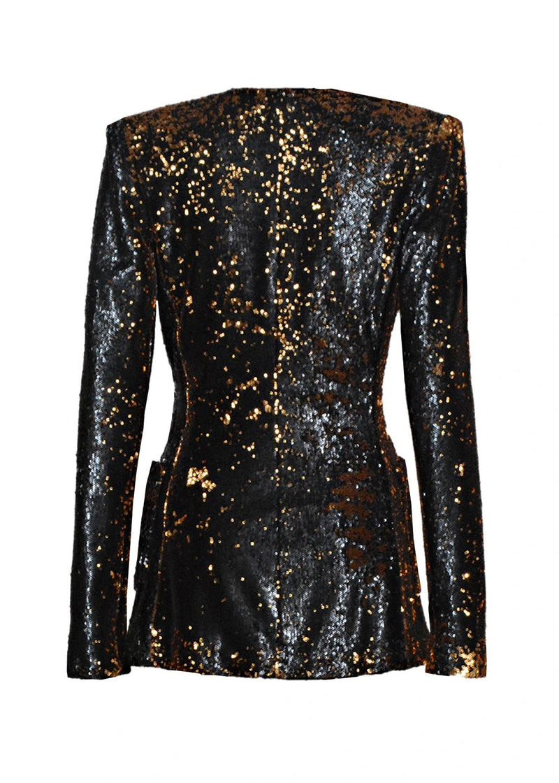 Blackened Sequin Cardigan Blazer and Wide Leg Pant - Kevan Hall Co. - 