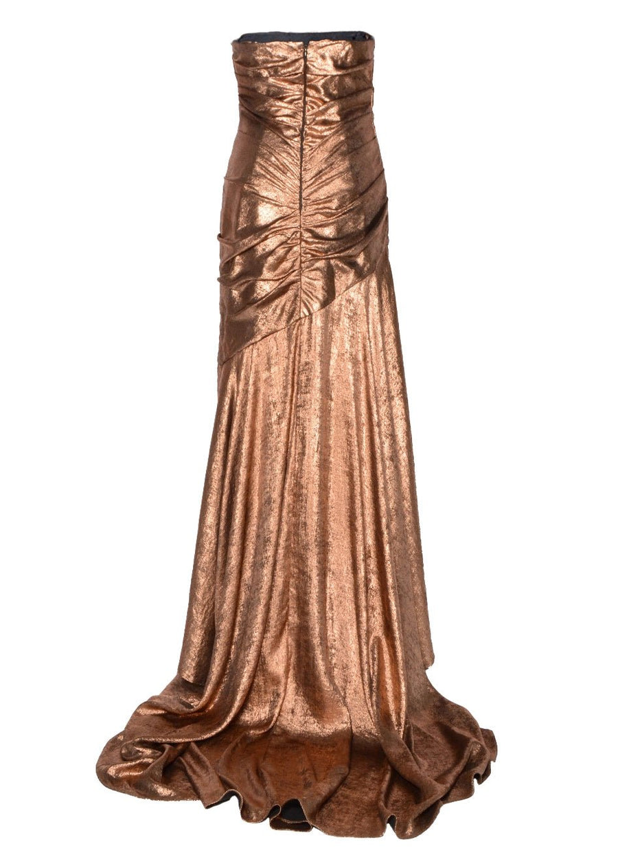 fashion capital dress bronze Bronze Charmed Metallic Drape Dress