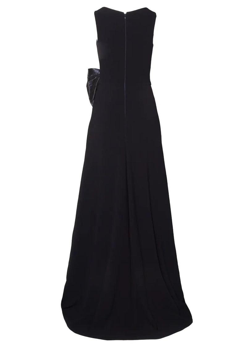 Classic Sleeveless Crepe Dress with Taffeta Bow Kevan Hall Classic Sleeveless Crepe Dress with Taffeta Bow Kevan Hall