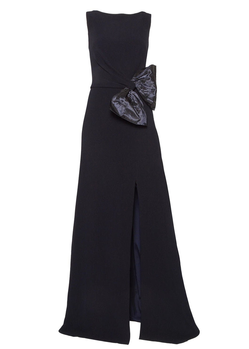 Classic Sleeveless Crepe Dress with Taffeta Bow 12 Classic Sleeveless Crepe Dress with Taffeta Bow 12