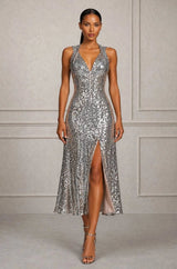 Confetti Sequin Double Strap Swing Dress - Kevan Hall - 