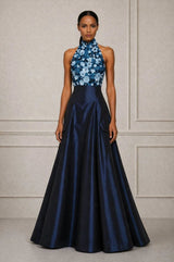 Floral Bodice Taffeta Ballgown - Kevan Hall - 
