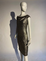 Gold Sequin Party Dress - Kevan Hall - 