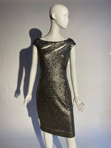 Gold Sequin Party Dress - Kevan Hall - 