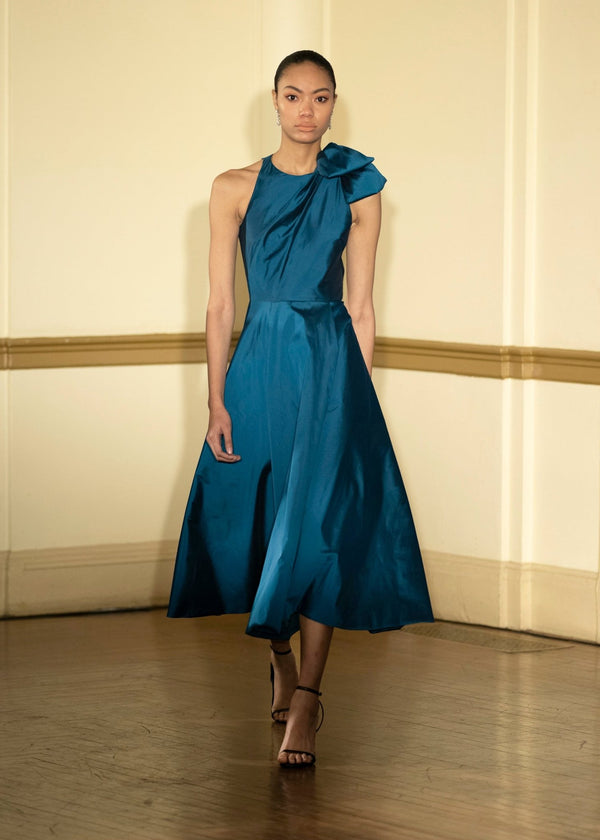 Look 13: Teal Taffeta Ballerina Dress with Diamante Dégradé Bow - Kevan Hall Co. - 