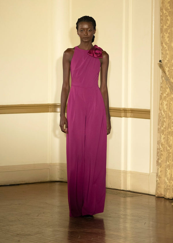 Look 15: Fuchsia One - Shoulder Jumpsuit with Diamante Dégradé Bow - Kevan Hall Co. - 