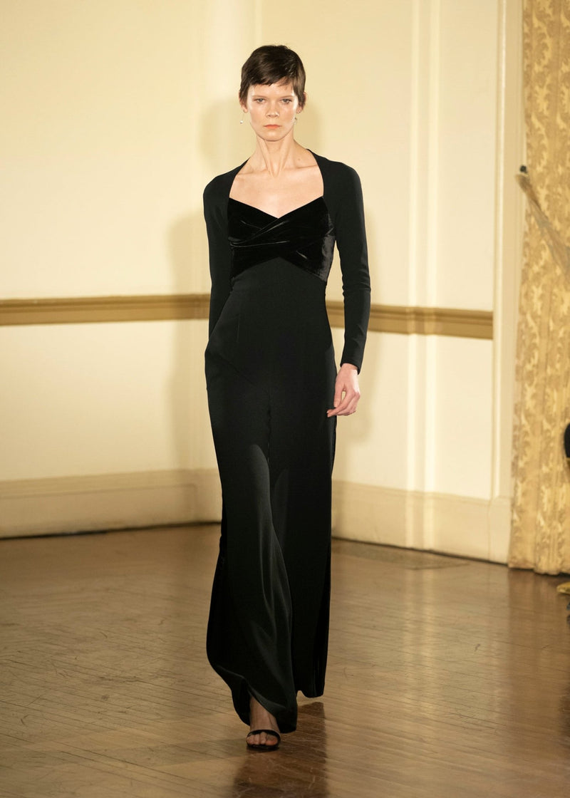 Look 27: Onyx Velvet Wrap Tuxedo Jumpsuit - Kevan Hall Co. - 