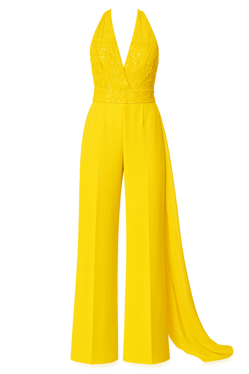 Look 31 Yellow Sequin Vest Jumpsuit with Cargo Pockets – Kevan Hall