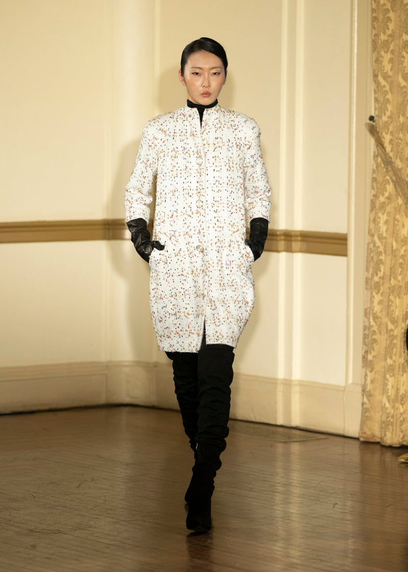 Look 4: Winter White Metallic Tweed Bubble Coat - Kevan Hall Co. - 