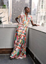 Look 5: Côte d’Azur Plaid Flutter Sleeve Maxi Dress - Kevan Hall Co. - 