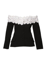 Off The Shoulder Petal Tuxedo Suit Top - Kevan Hall - 