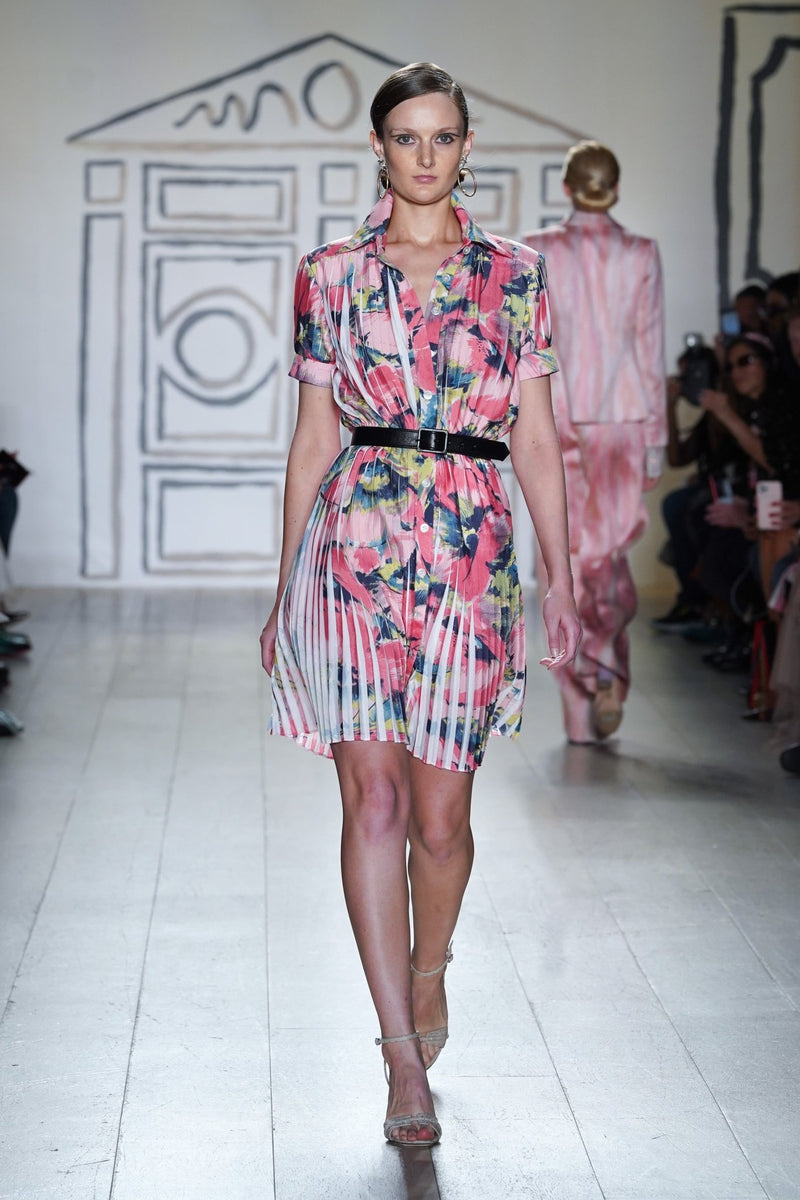 Pleated Printed Shirtdress - Kevan Hall Co. - 