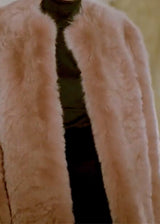 Look 26: Blush Rose Cut Fox Coat Over 4-Stripe Tuxedo Pant