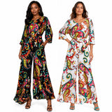 Rayon Paisley Jumpsuit with Self Belt - Kevan Hall-Jumpsuit-