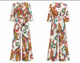 Rayon Paisley Jumpsuit with Self Belt - Kevan Hall-Jumpsuit-