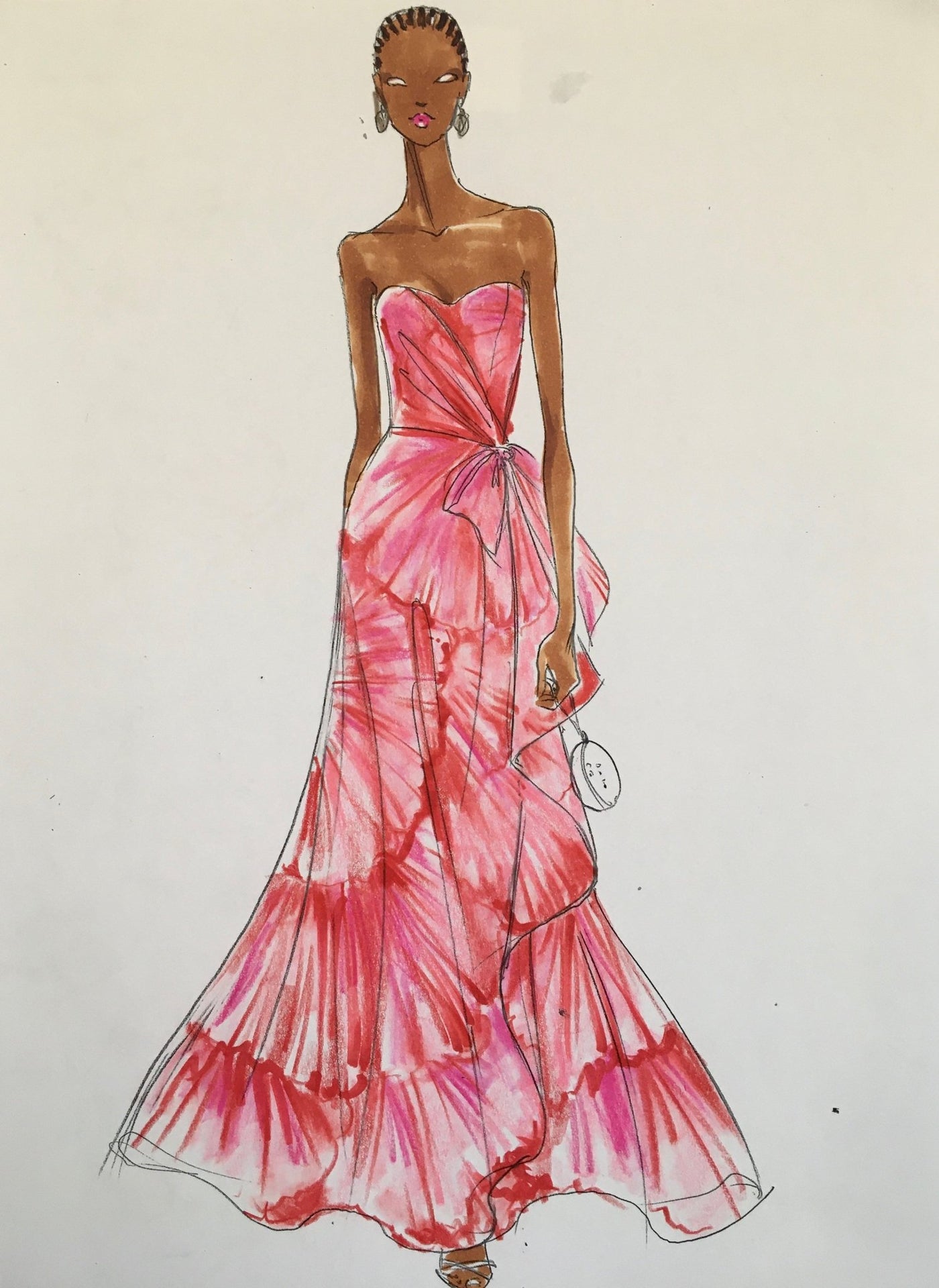 Ruby Printed Brushstroke Bustier Gown 8