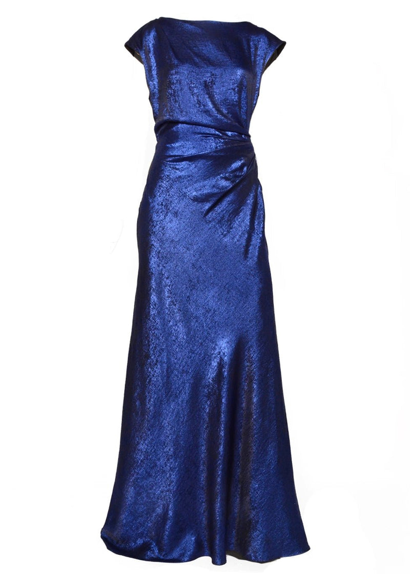 Sapphire Cowl - Back Liquid Lamé Gown - Kevan Hall - Dress - 