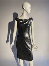 Silver Sequin Party Dress - Kevan Hall - 